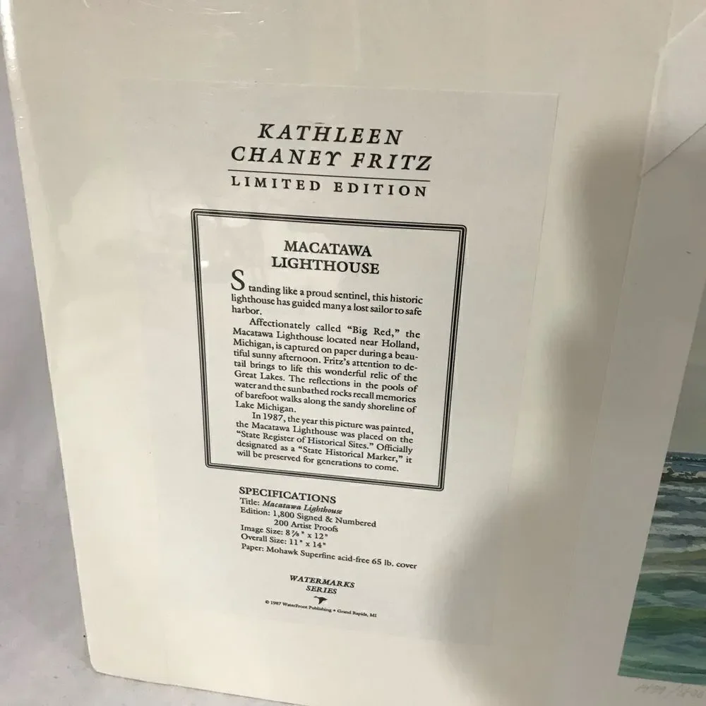 NWT Kathleen Chaney Fritz Macatawa Lighthouse Print